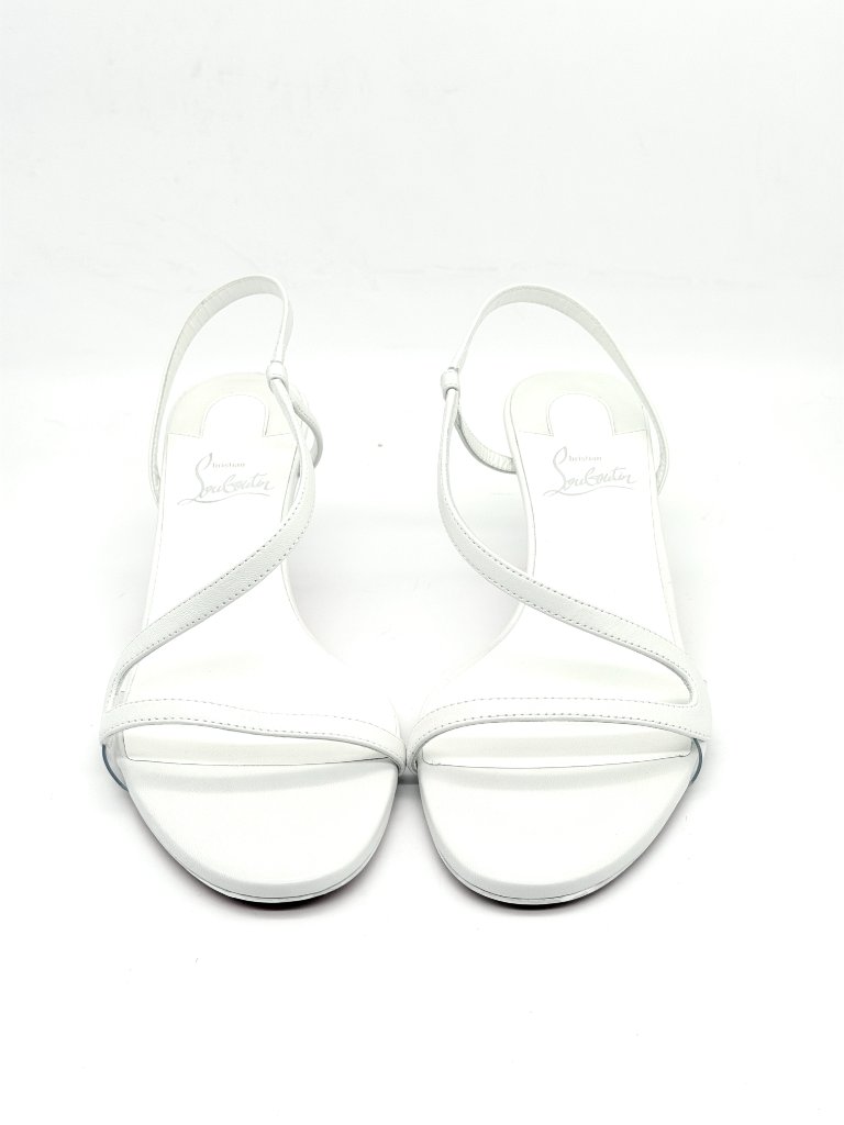 Christian Louboutin Rosalie 55 Strappy Slingback Sandals Kitten Heels White — image 7 of 8